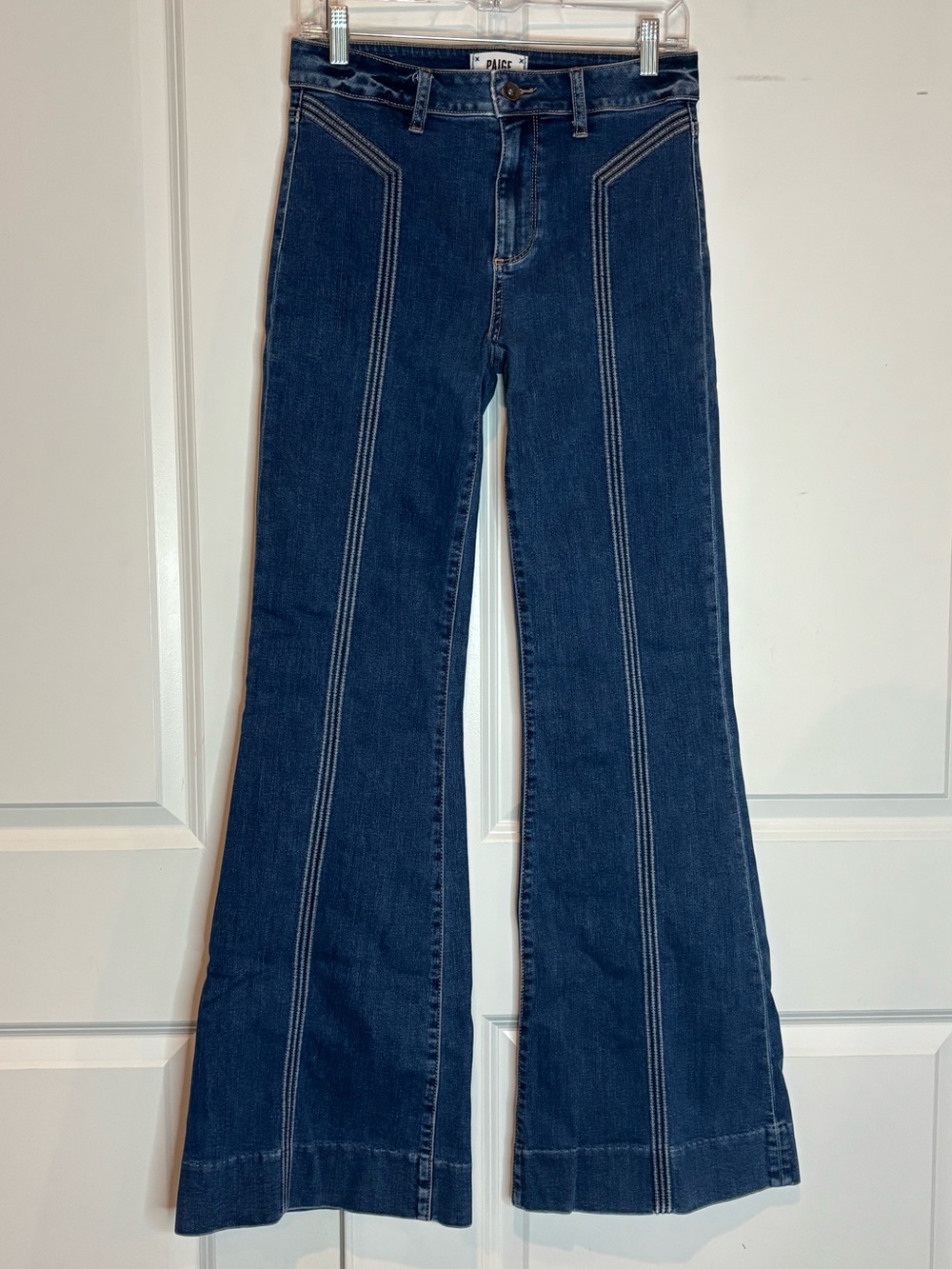Paige High Waist 7 Front Seam Flare Jeans 29